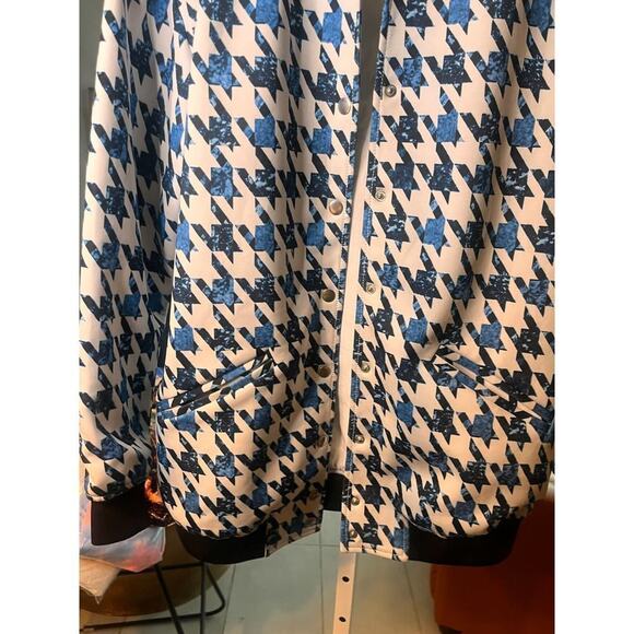 Finders Keepers Womens Blue Houndstooth Bomber Jacket Small - Picture 5 of 7